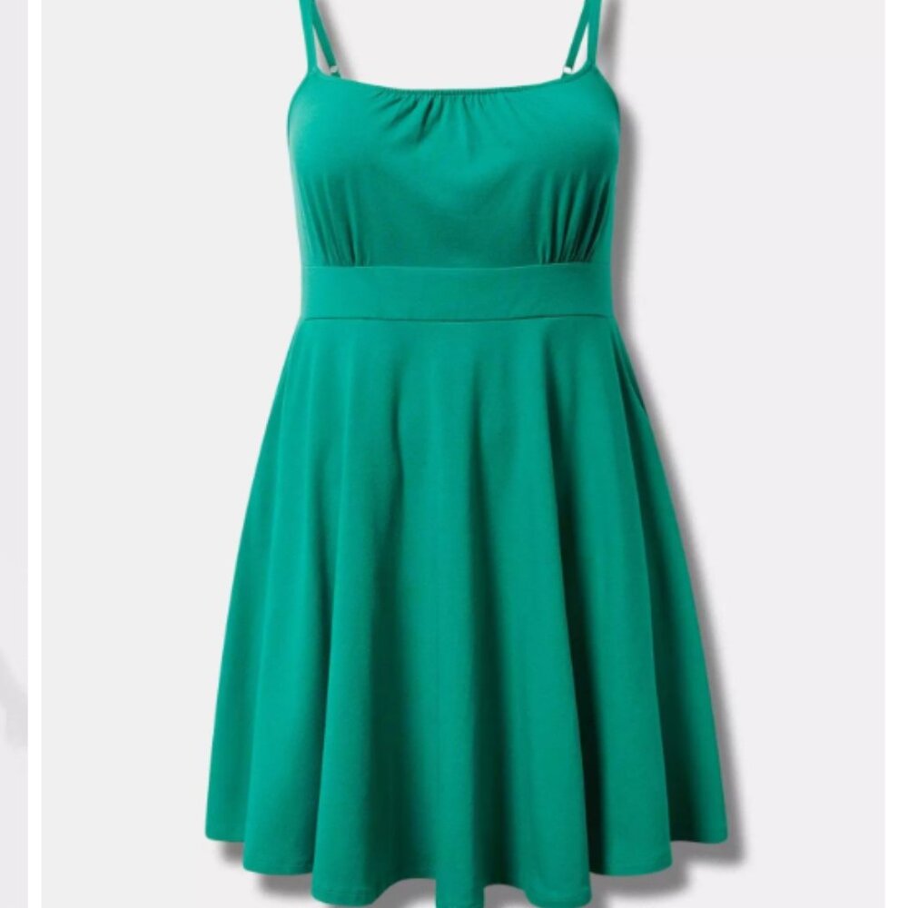 Torrid Mini Foxy Skater Tank Dress Green 00